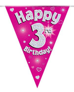 Happy 3rd Birthday Pink Party Bunting