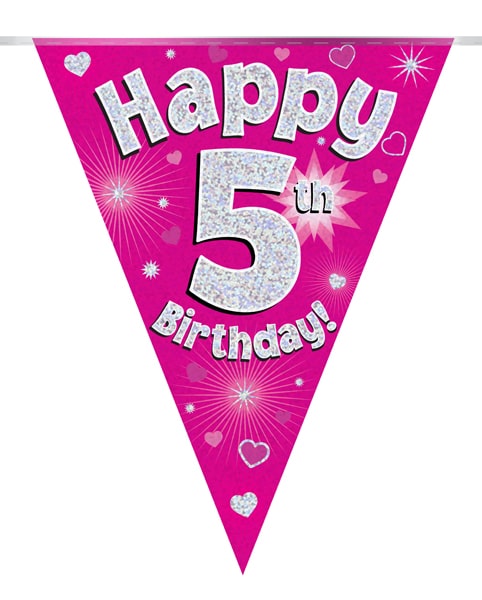 Happy 5th Birthday Pink Party Bunting