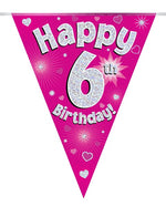 Happy 6th Birthday Pink Party Bunting