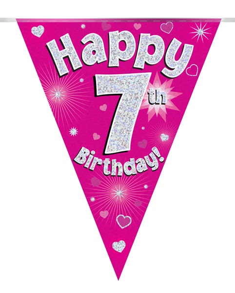 Happy 7th Birthday Pink Party Bunting