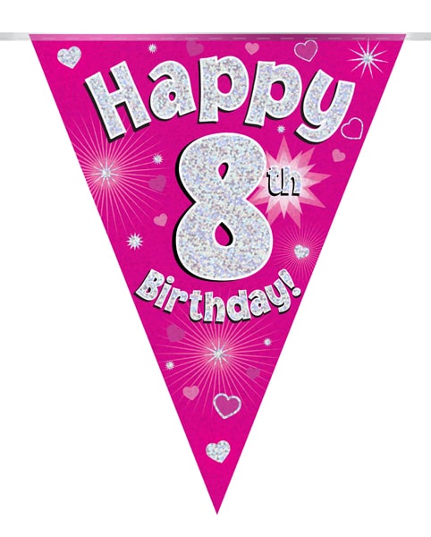 Happy 8th Birthday Pink Party Bunting