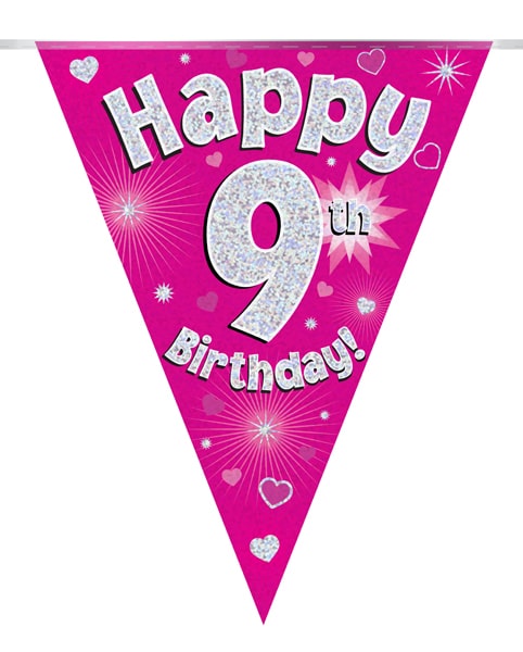 Happy 9th Birthday Pink Party Bunting