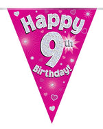 Happy 9th Birthday Pink Party Bunting