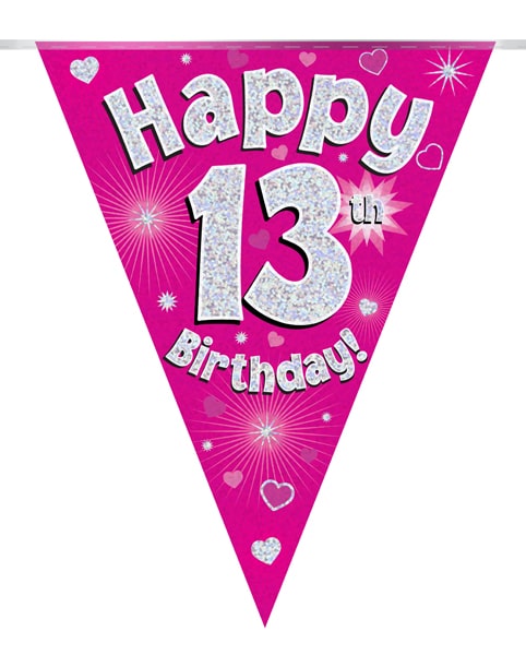 Happy Birthday 13th Pink Party Bunting