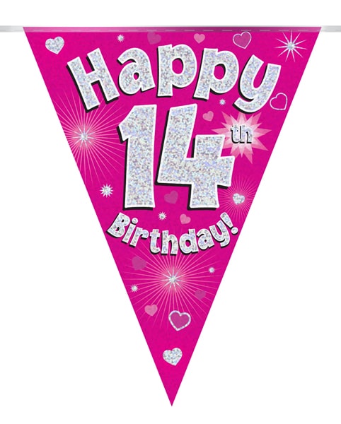 Happy 14th Birthday Pink Party Bunting