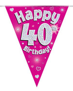 Happy Birthday 40th Pink Party Bunting