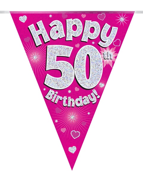 Happy Birthday 50th Pink Party Bunting