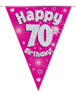 Happy 70th Birthday Pink Party Bunting