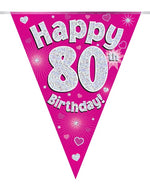 Happy 80th Birthday Pink Party Bunting