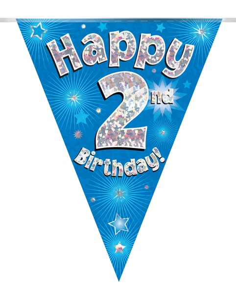 Happy 2nd Birthday Blue Party Bunting