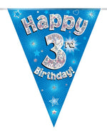 Happy 3rd Birthday Blue Party Bunting