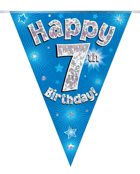 Happy 7th Birthday Blue Party Bunting