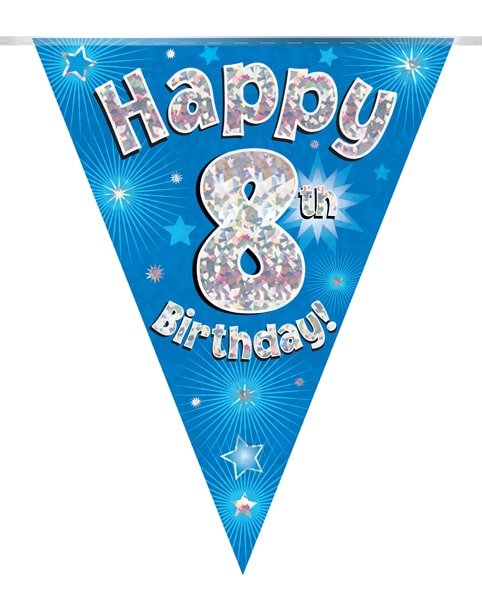 Happy 8th Birthday Blue Party Bunting