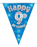 Happy 9th Birthday Blue Party Bunting