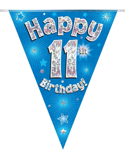 Happy 11th Birthday Blue Party Bunting