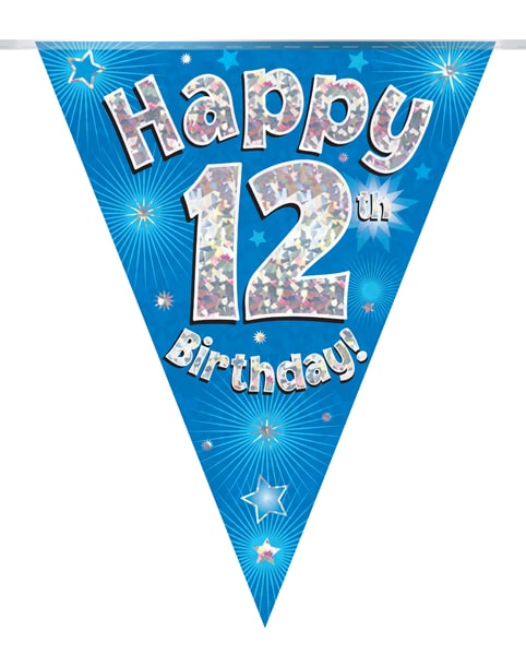 Happy 12th Birthday Blue Party Bunting