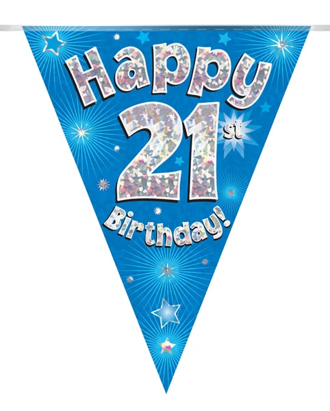 Happy 21st Birthday Blue Party Bunting