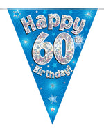 Happy Birthday 60th Blue Party Bunting