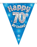 Happy 70th Birthday Blue Party Bunting