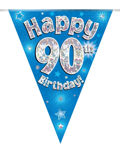 Happy 90th Birthday Blue Party Bunting