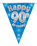 Happy 90th Birthday Blue Party Bunting