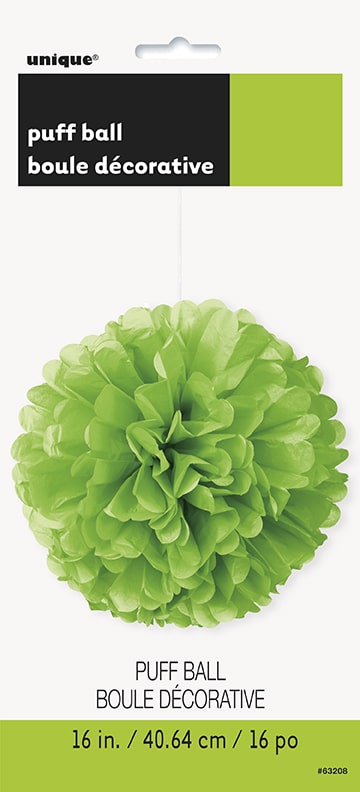 Lime Green Tissue Paper Puff Ball Hanging Decoration