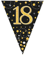 Party Bunting Sparkling Fizz 18th Black & Gold Holographic