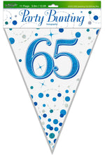 Party Bunting Sparkling Fizz 65th Birthday Blue & White Holographic