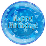 Blue Happy Birthday Party Paper Plates - 8pk