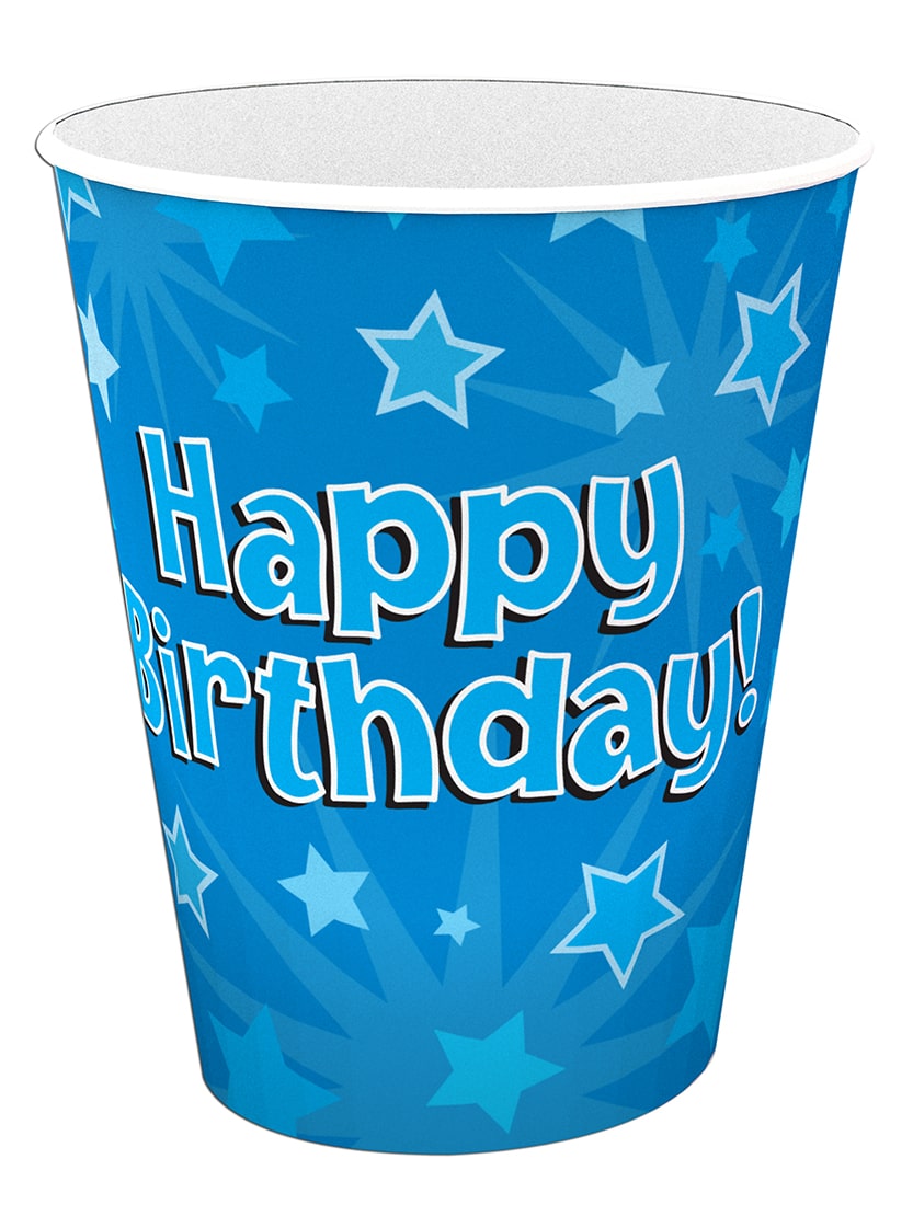 Blue Happy Birthday Stars Party Cups 9oz/266ml 8pk