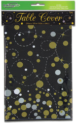Sparkling Fizz Black & Gold Plastic Table Cover - Each