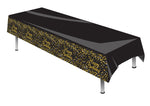 Sparkling Fizz Happy Birthday Black & Gold Plastic Table Cover - Each