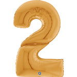 Antique Gold Number 2 GIANT Foil Balloon 64"
