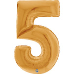 Antique Gold Number 5 GIANT Foil Balloon 64"
