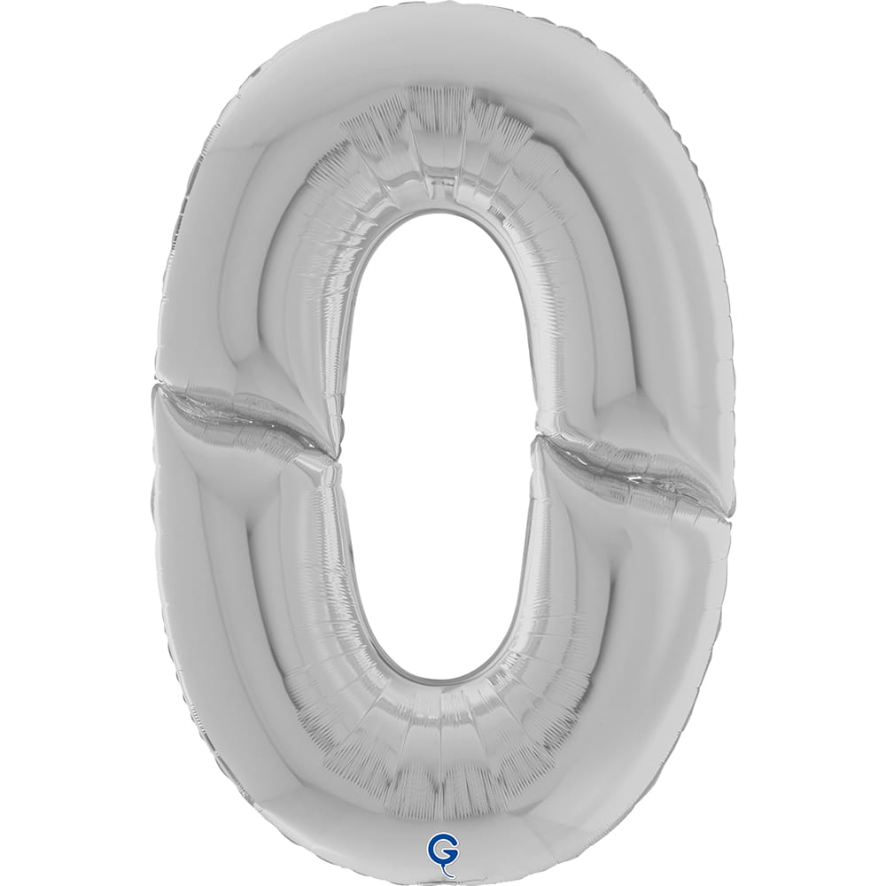 Silver Number 0 GIANT Foil Balloon 64"