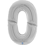Silver Number 0 GIANT Foil Balloon 64"