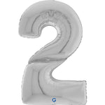 Silver Number 2 GIANT Foil Balloon 64"