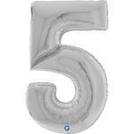 Silver Number 5 GIANT Foil Balloon 64"