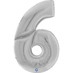 Silver Number 6 GIANT Foil Balloon 64"