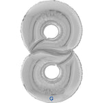 Silver Number 8 GIANT Foil Balloon 64"