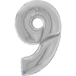 Silver Number 9 GIANT Foil Balloon 64"