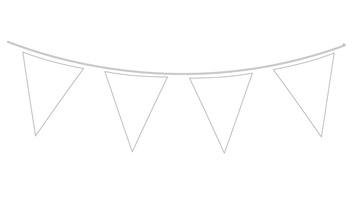 White Waterproof Solid Colour Bunting - 20 flags