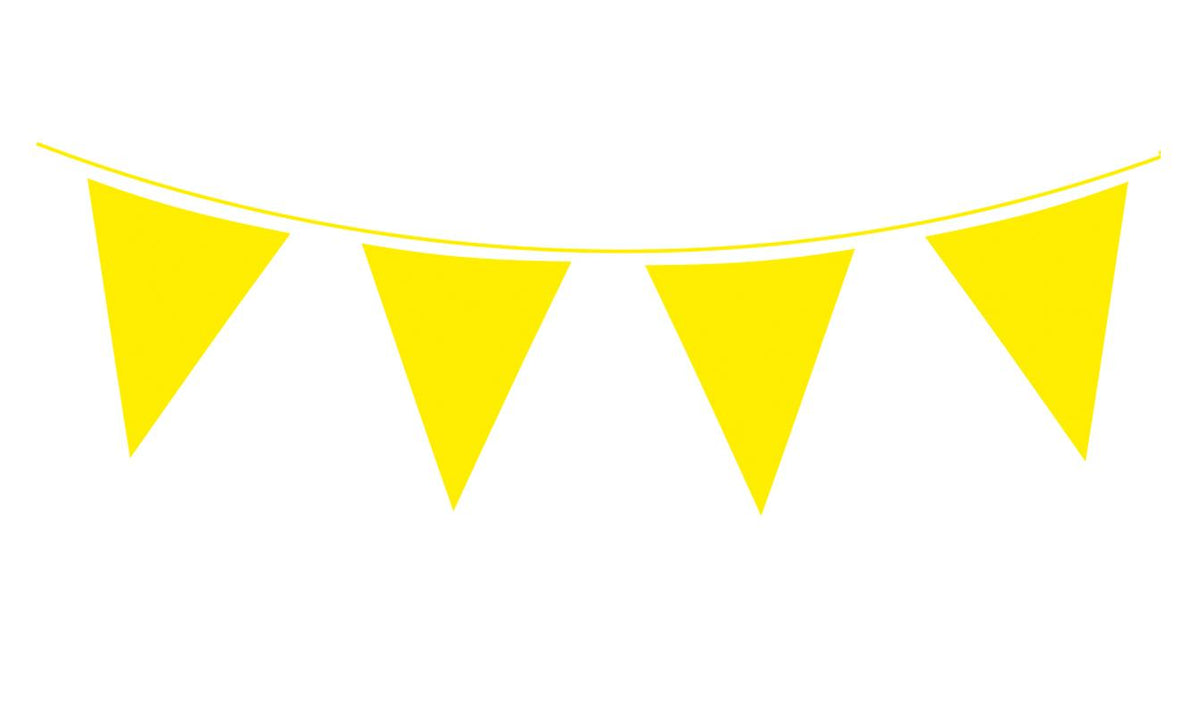 Yellow Waterproof Solid Colour Bunting - 20 flags