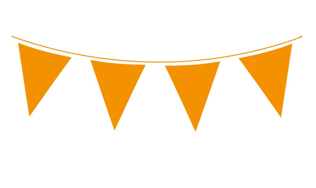 Orange Waterproof Solid Colour Bunting - 20 flags