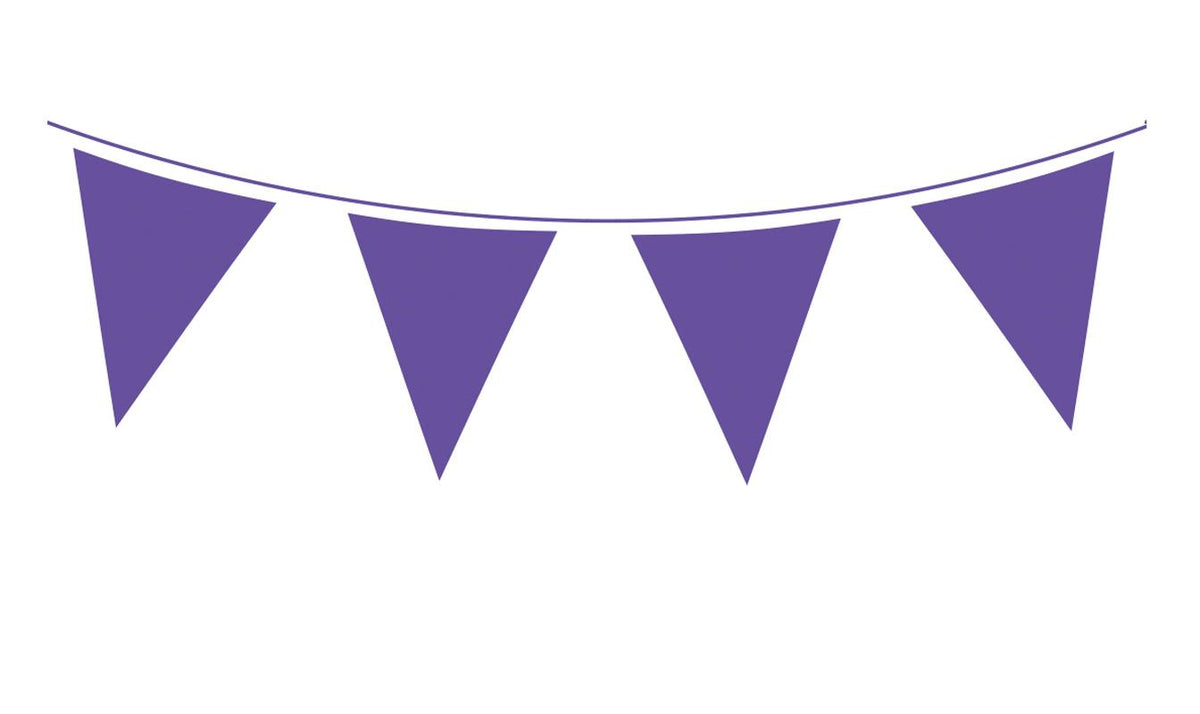 Purple Waterproof Solid Colour Bunting - 20 flags