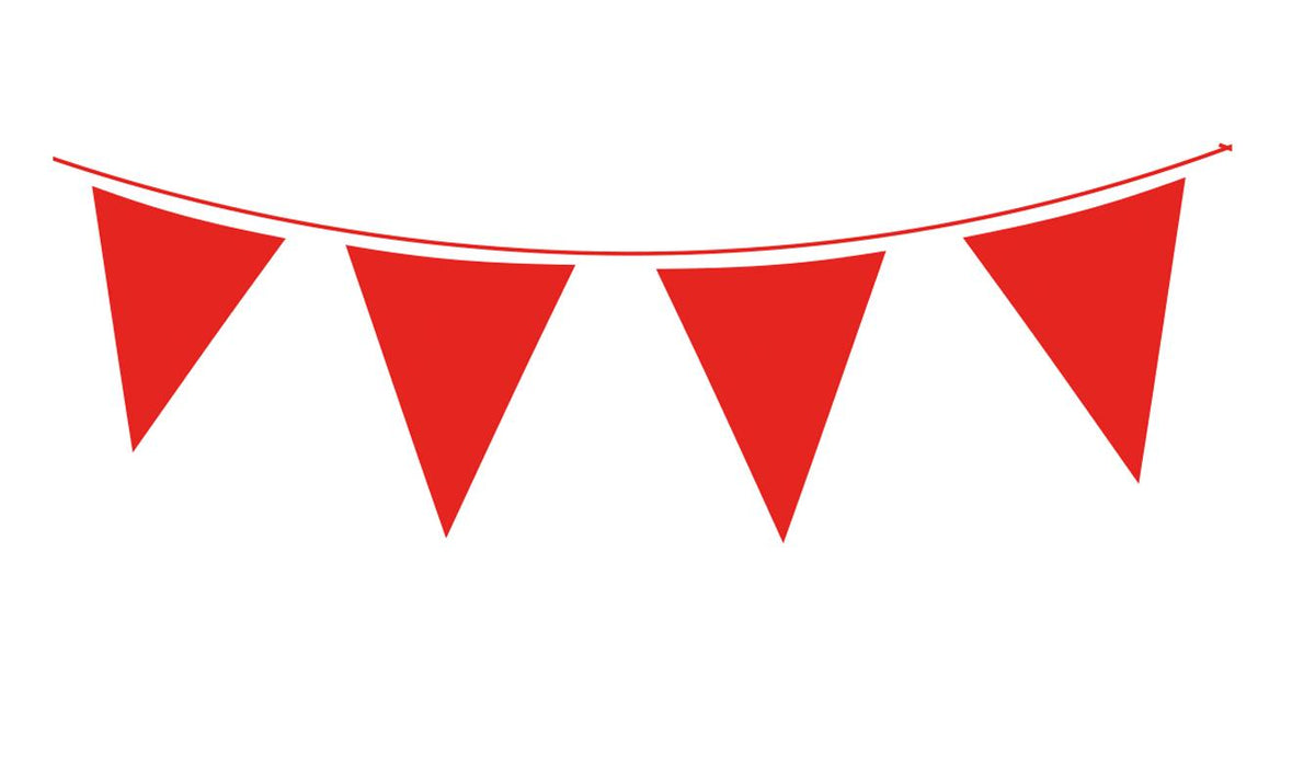 RedWaterproof Solid Colour Bunting - 20 flags