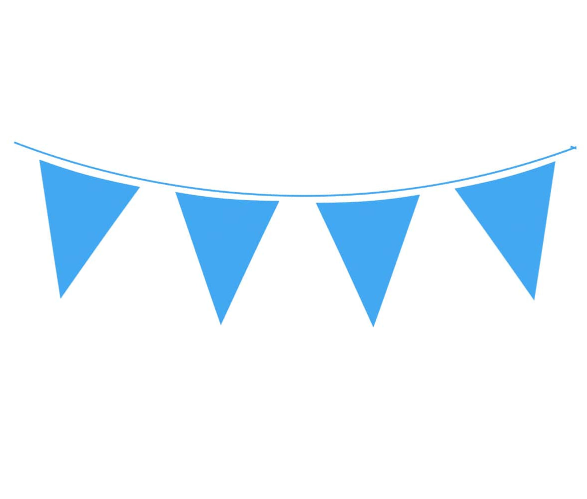 Blue Waterproof Solid Colour Bunting - 20 flags