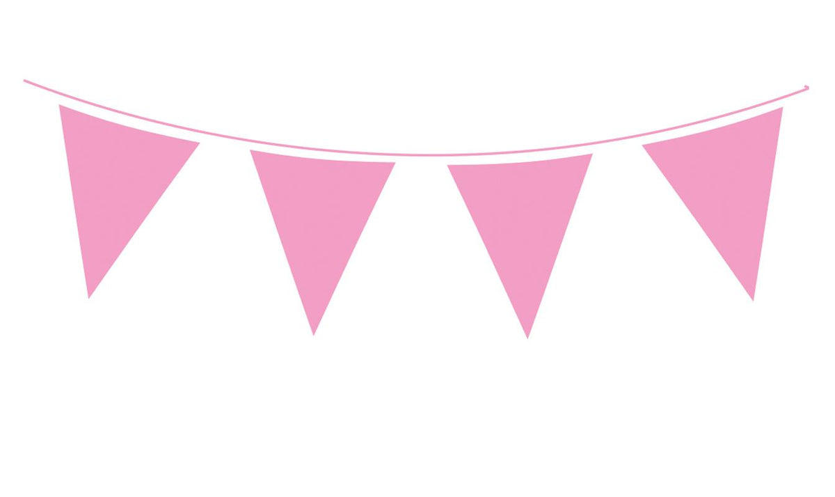 Light Pink Waterproof Solid Colour Bunting - 20 flags