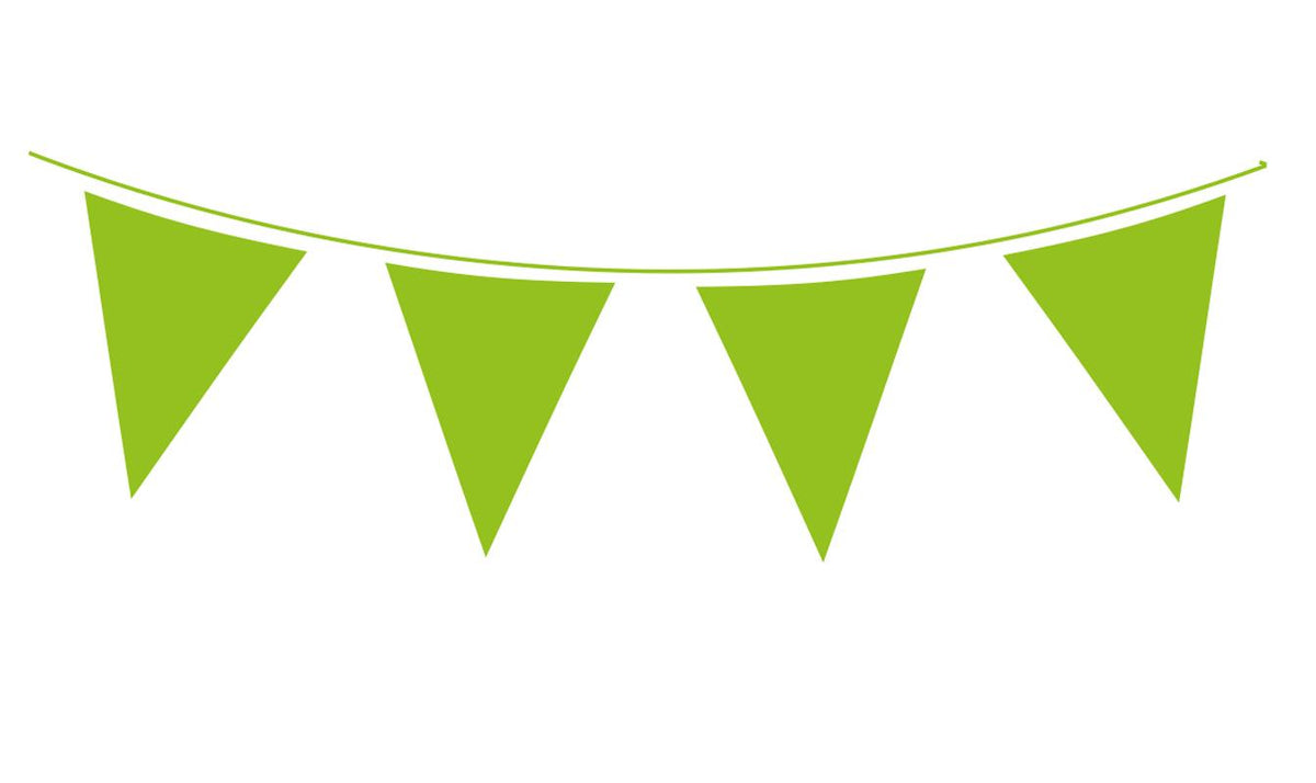 Lime Green Waterproof Solid Colour Bunting - 20 flags