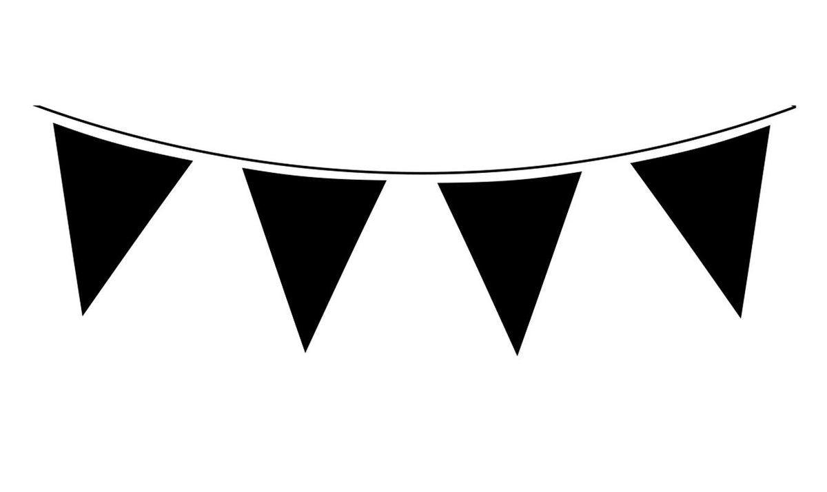 Black Waterproof Solid Colour Bunting - 20 flags